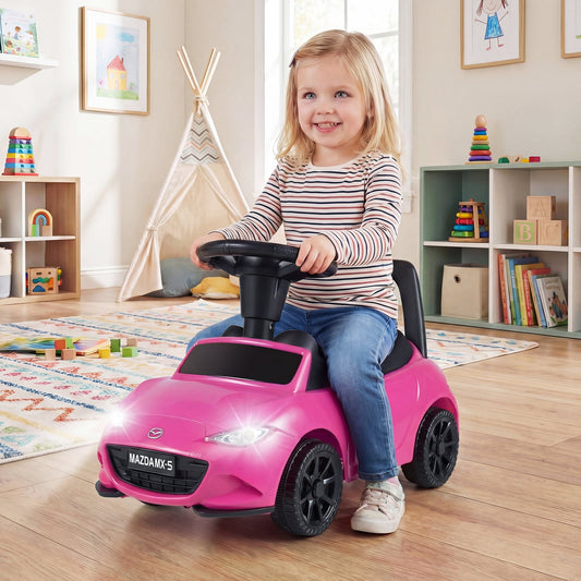 Kids Ride On Sliding Toy Mazda Licensed with Under-Seat Storage for Toddlers-Pink