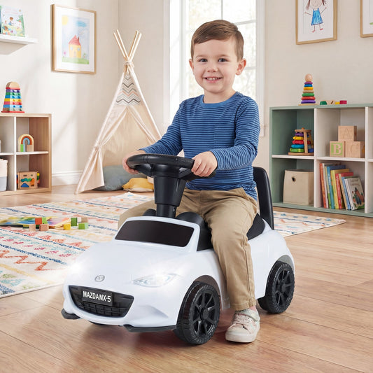 Kids Ride On Sliding Toy Mazda Licensed with Under-Seat Storage for Toddlers-White