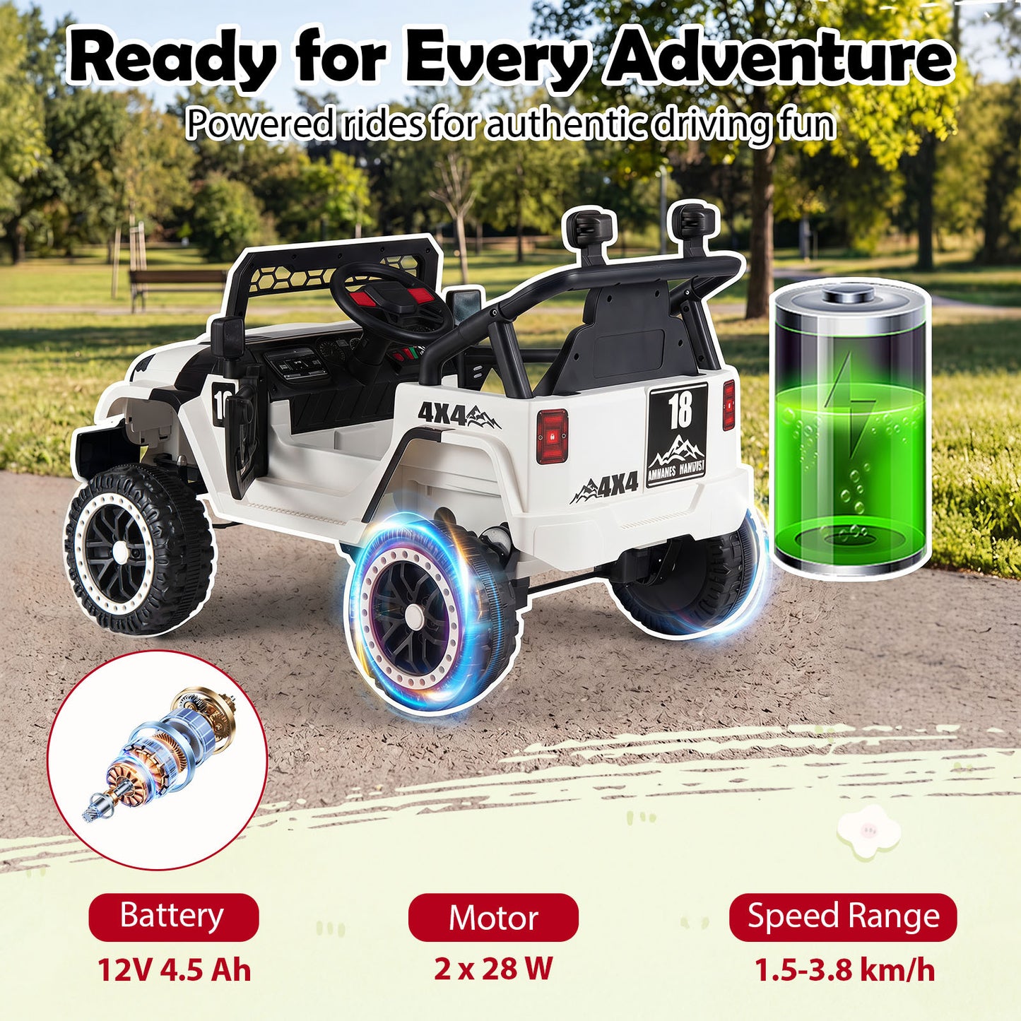 Kids Ride on Truck 12V Electric Toy Vehicle with Remote Control-Black