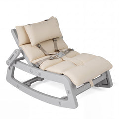 Kids Rocking Chair with Adjustable Backrest and Safety Harness for 6+ Months-Grey