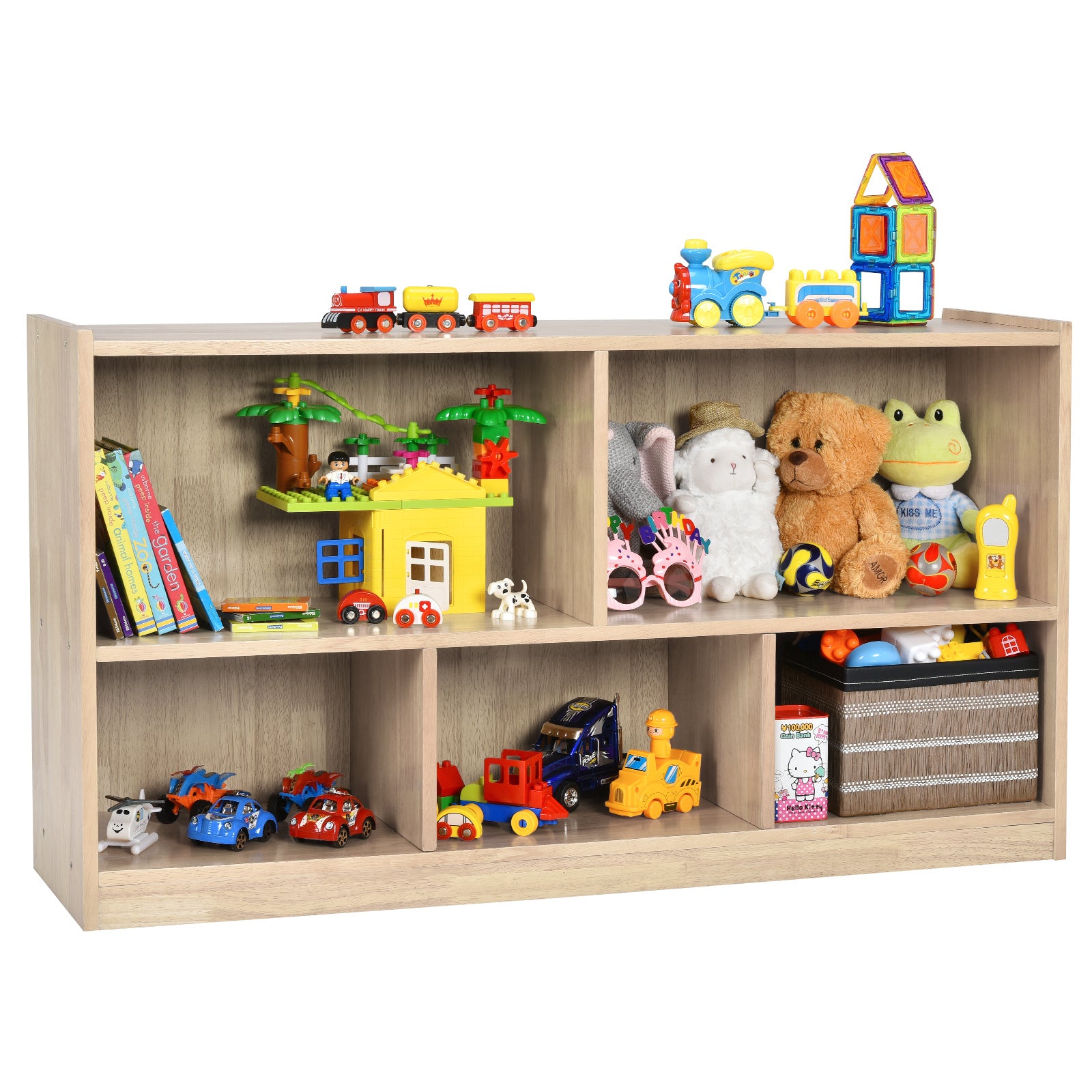 Kids Room Furniture Bundle: Kids Table and Chairs Set and 2-Tier Kids Bookcase
