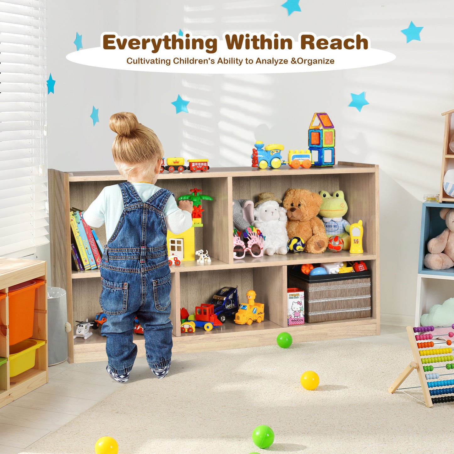 Kids Room Furniture Bundle: Kids Table and Chairs Set and 2-Tier Kids Bookcase