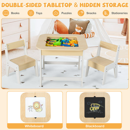 Kids Room Furniture Bundle: Kids Table and Chairs Set and 2-Tier Kids Bookcase