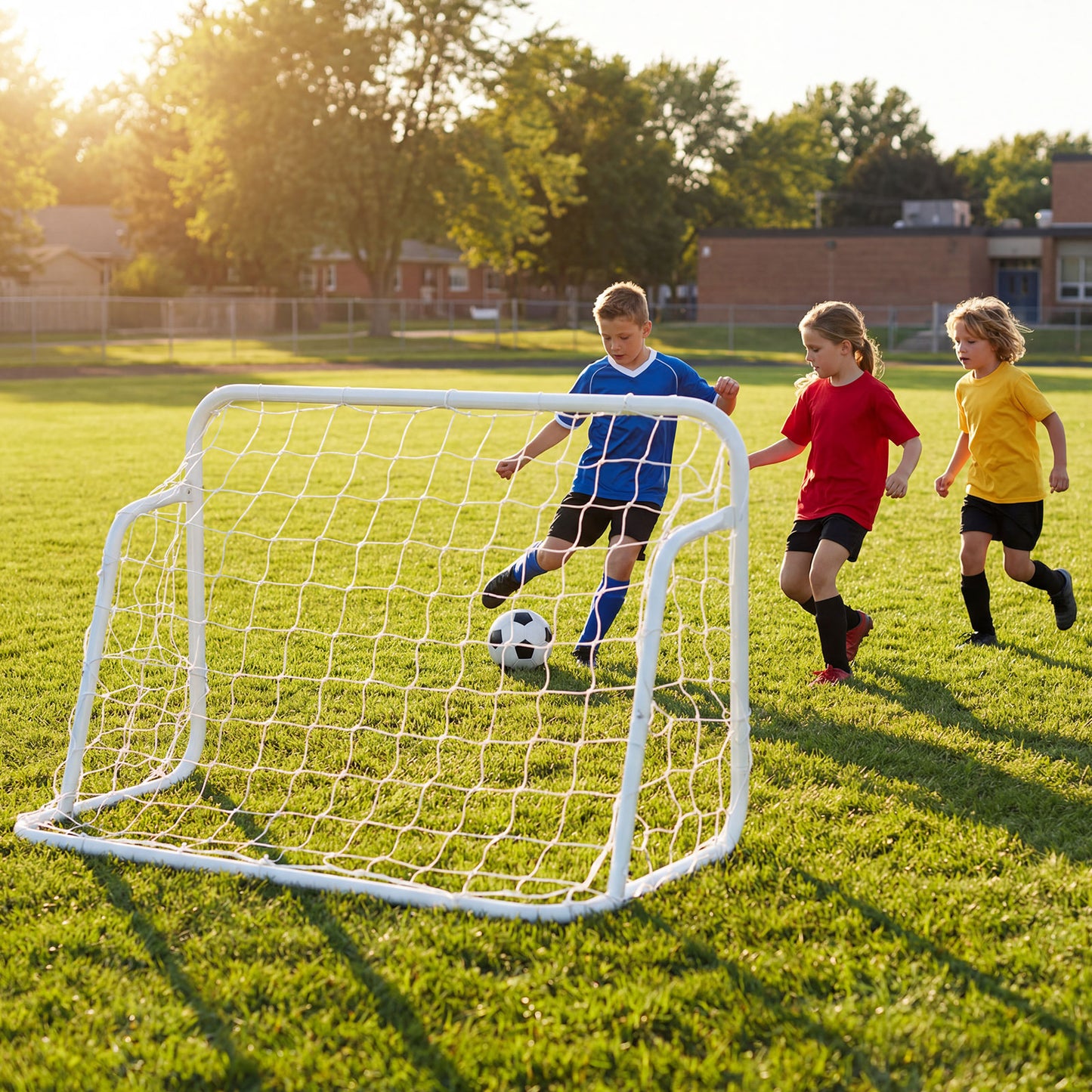 Kids Soccer Goal for Backyard Mini Metal Football Goal Post System with Net