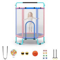 Kids Trampoline with Safety Net for Indoor and Outdoor Use-Blue