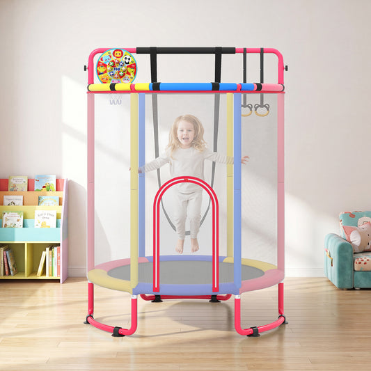Kids Trampoline with Safety Net for Indoor and Outdoor Use-Multicolor