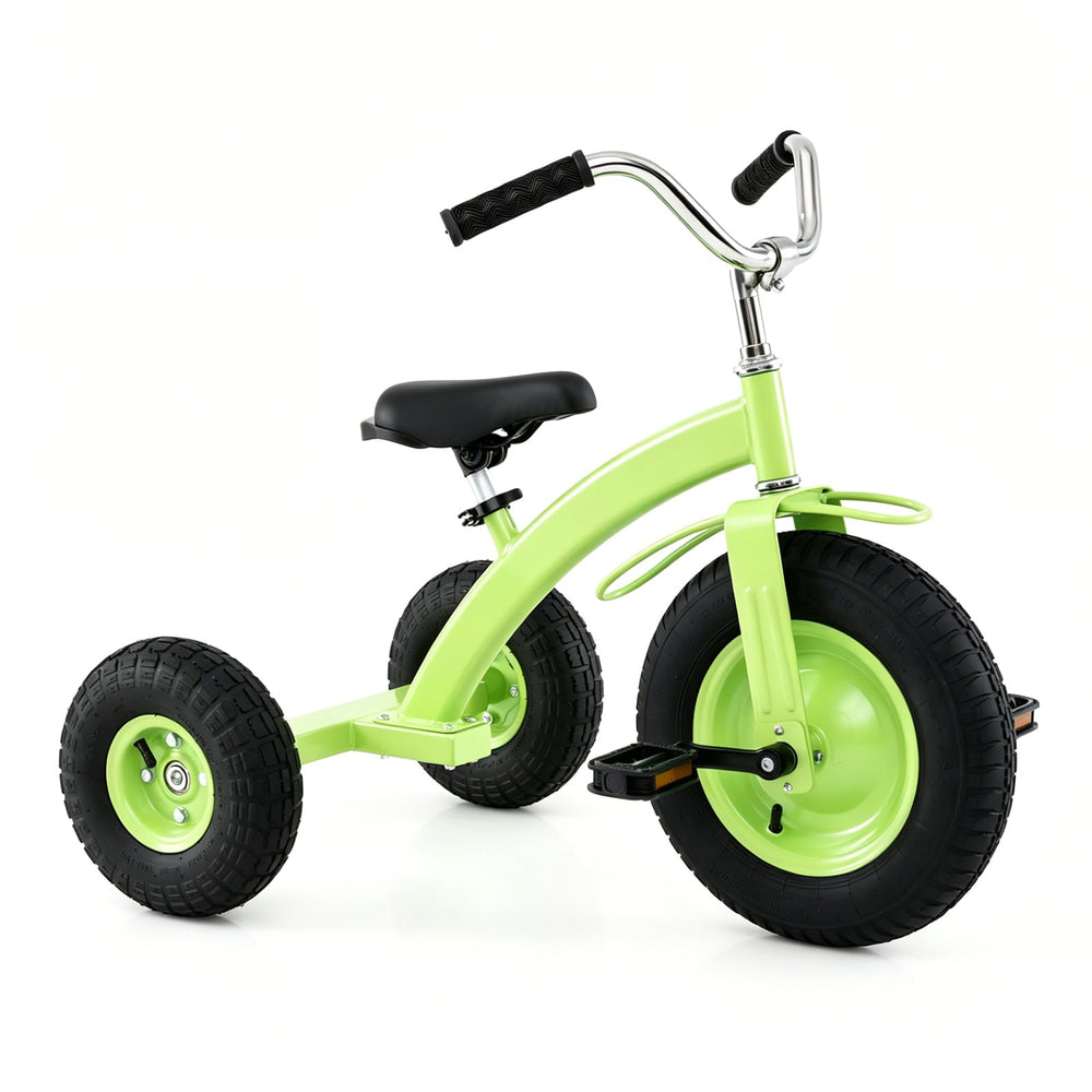 Kids Tricycle with Inflatable Tires and Adjustable Handlebar for Ages 3+Green