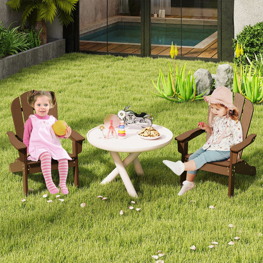 Kids Adirondack Chair All-Weather HDPE Toddler Lawn Chair-Brown