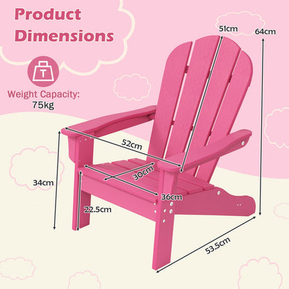 Kids Adirondack Chair All-Weather HDPE Toddler Lawn Chair-Pink