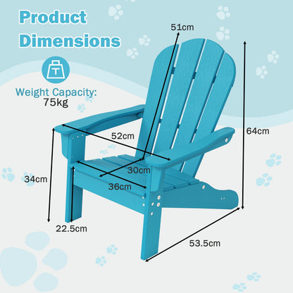 Kids Adirondack Chair All-Weather HDPE Toddler Lawn Chair-Turquoise