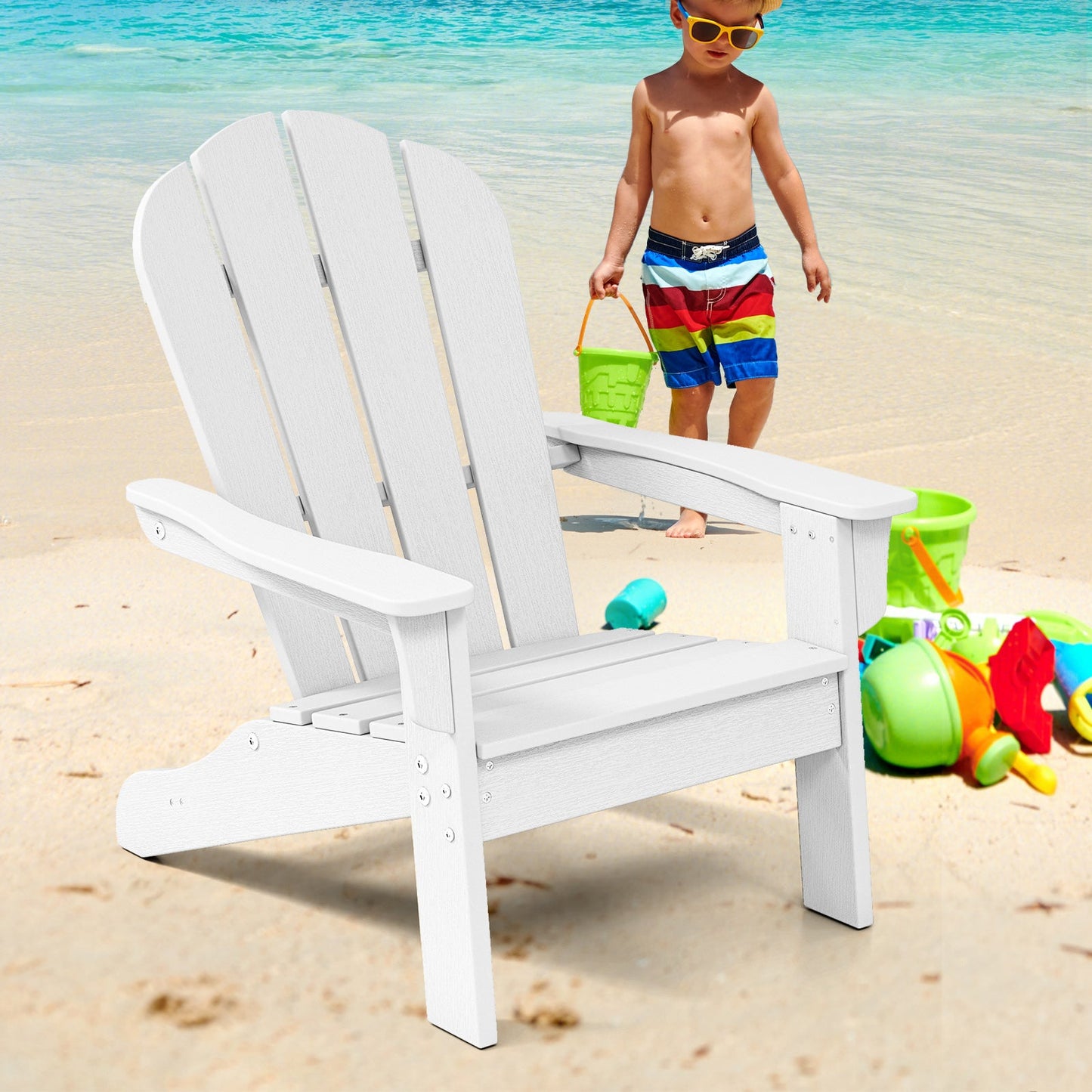 Kids Adirondack Chair All-Weather HDPE Toddler Lawn Chair-White