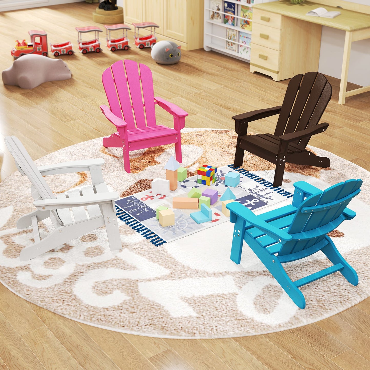 Kids Adirondack Chair All-Weather HDPE Toddler Lawn Chair-White