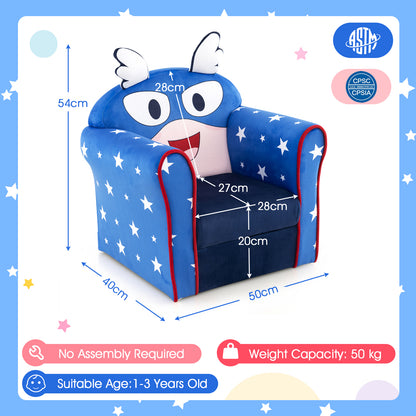 Kids Armchair with Soft Cushion and Cute Pattern-Blue