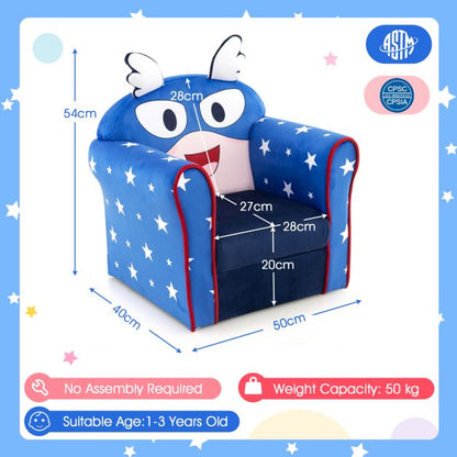 Kids Armchair with Soft Cushion and Cute Pattern-Blue