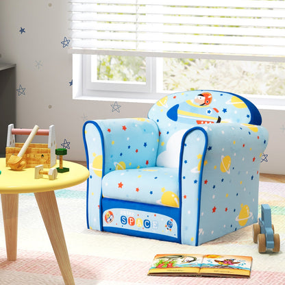 Kids Armchair with Soft Cushion and Cute Pattern-Navy
