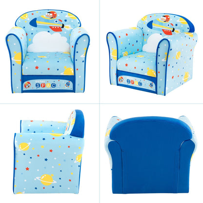 Kids Armchair with Soft Cushion and Cute Pattern-Navy