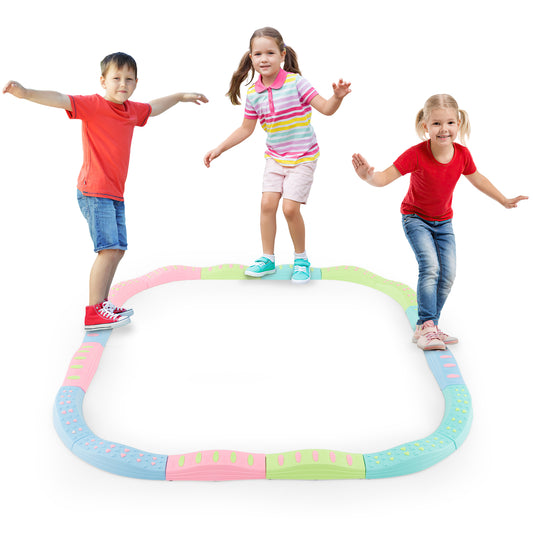 Kids Balance Beams 20 Pieces Stepping Stones with Bottom Mats-Macaron Green