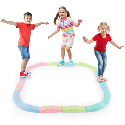 Kids Balance Beams 20 Pieces Stepping Stones with Bottom Mats-Macaron Green