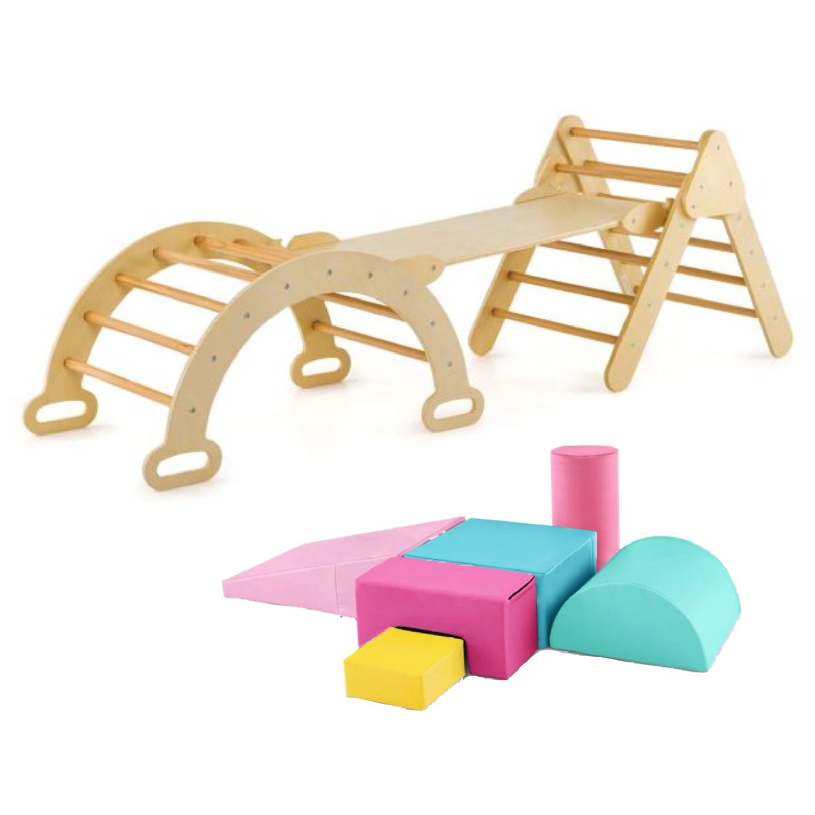 7-in-1 Toddler Climbing Frame with 6-Piece Baby Soft Play for Indoor Activities