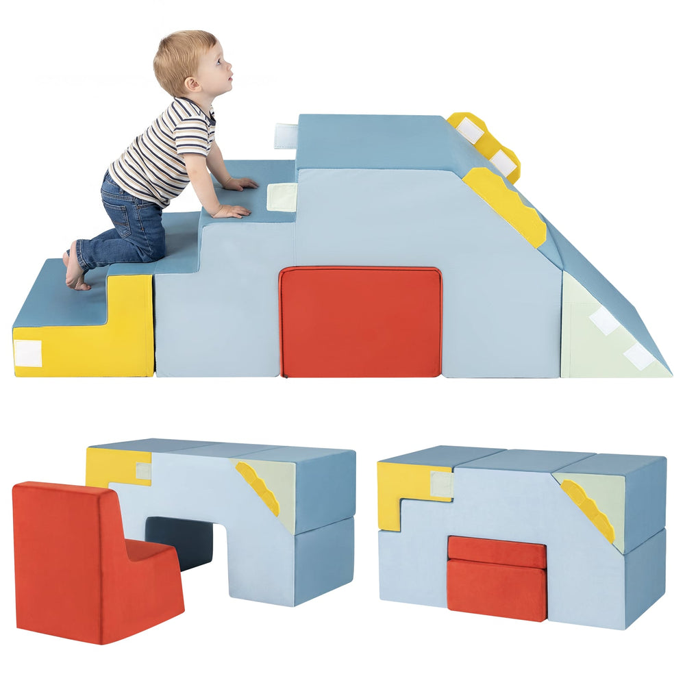 Kids Climbing Toys Toddler Climber with Slide and Stairs Soft Foam Blocks-Colourful