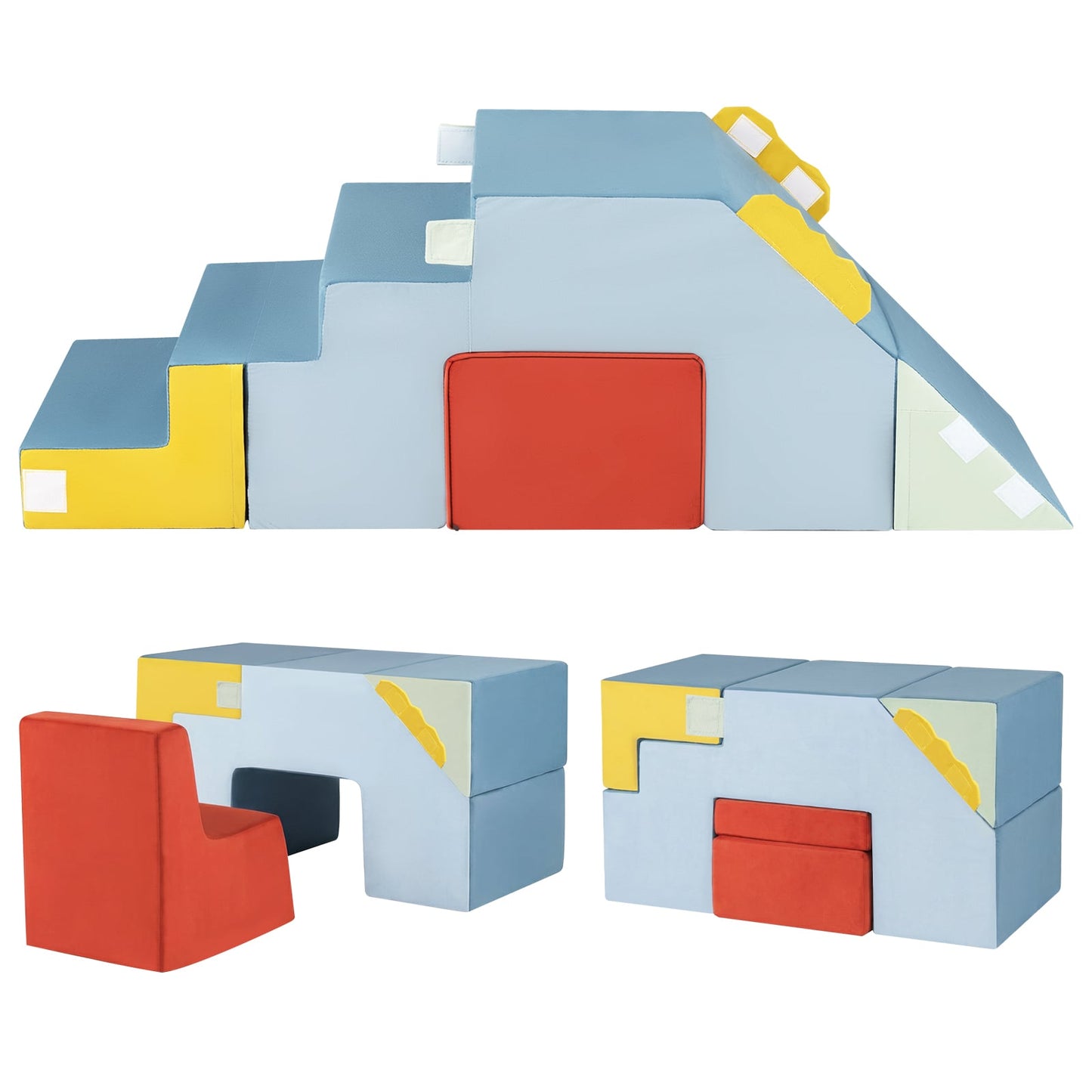 Kids Climbing Toys Toddler Climber with Slide and Stairs Soft Foam Blocks-Colourful