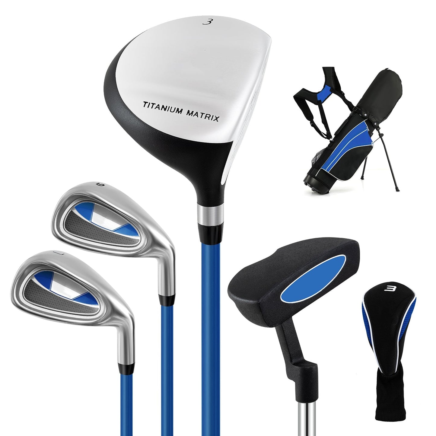 Kids Complete Golf Clubs Set for Boys and Girls Aged 8-10/11-13 Years-Blue