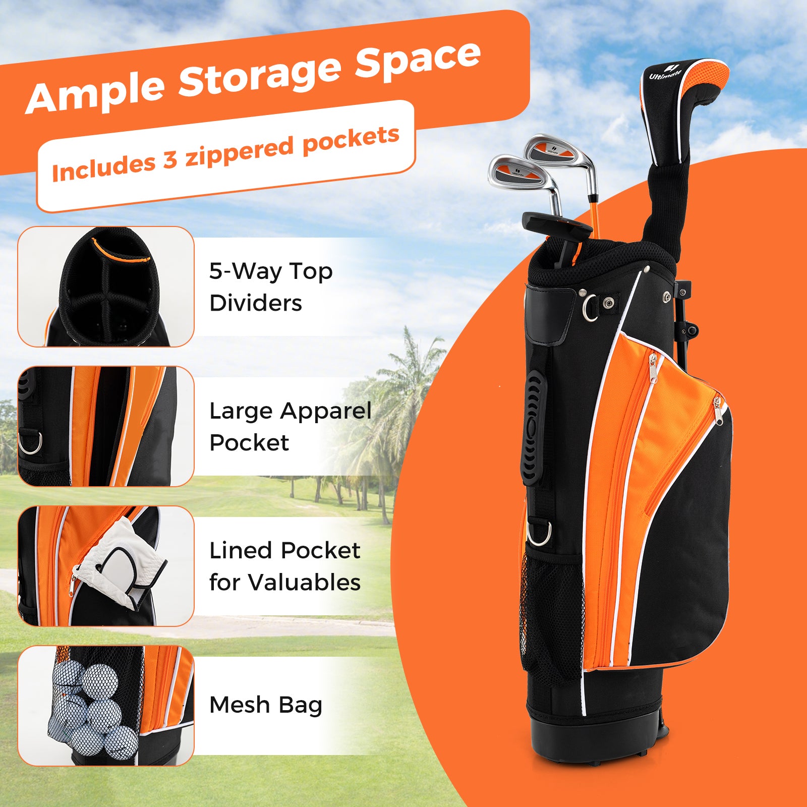Kids Complete Golf Clubs Set for Boys and Girls Aged 8-10/11-13 Years-Yellow