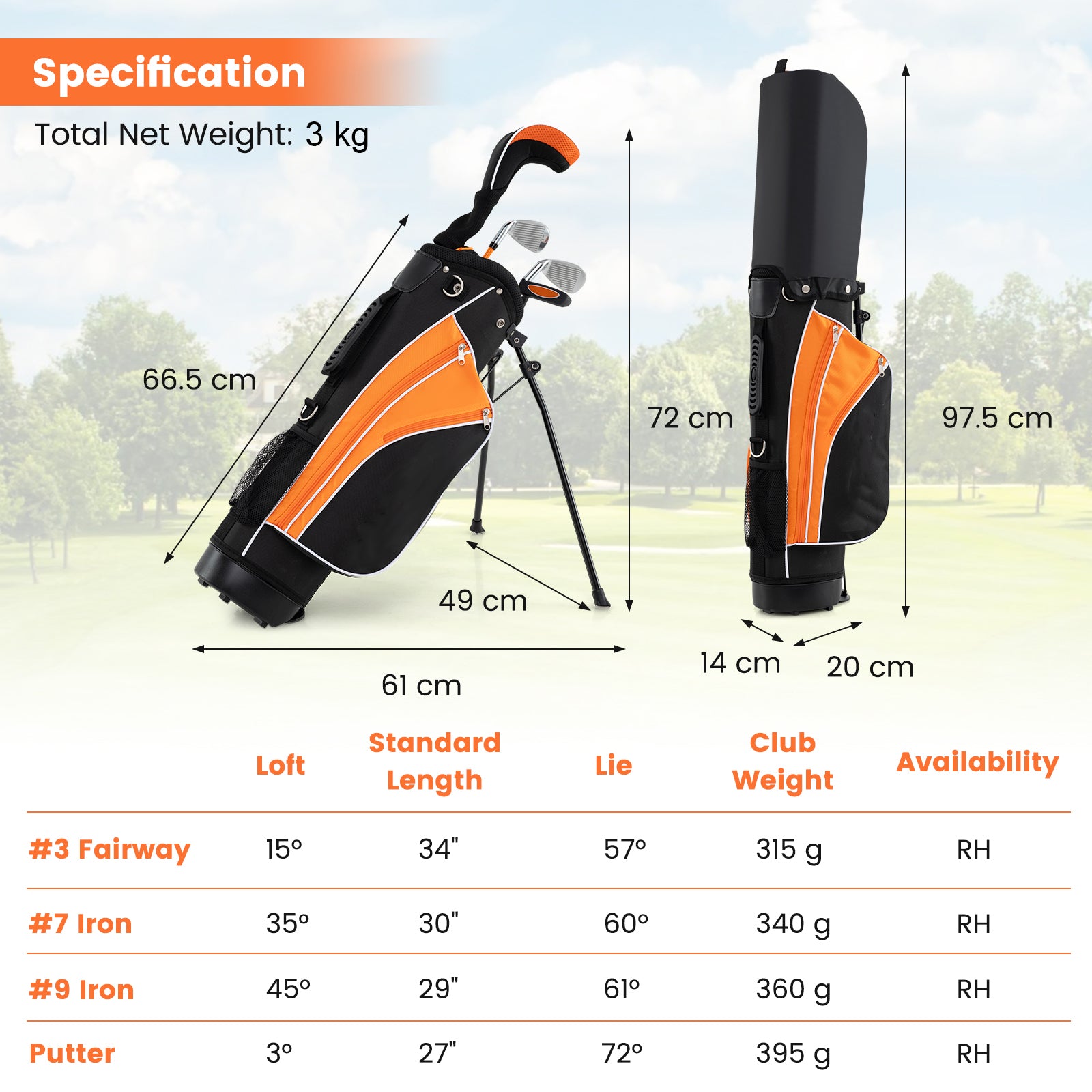 Kids Complete Golf Clubs Set for Boys and Girls Aged 8-10/11-13 Years-Yellow