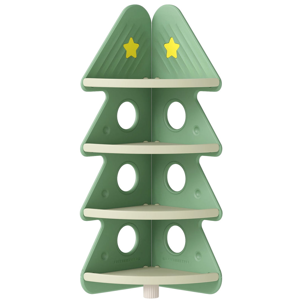 4-Tier Kids Corner Bookshelf for Kids Room and Nursery Playroom-Green