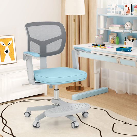 Kids Desk Chair Children Study Chair with Adjustable Height Armrest and Footrest-Blue