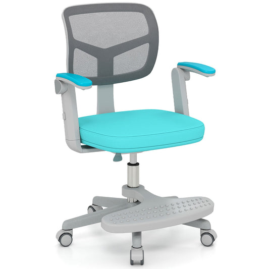 Kids Desk Chair Children Study Chair with Adjustable Height Armrest and Footrest-Green