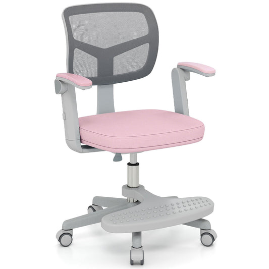 Kids Desk Chair Children Study Chair with Adjustable Height Armrest and Footrest-Pink