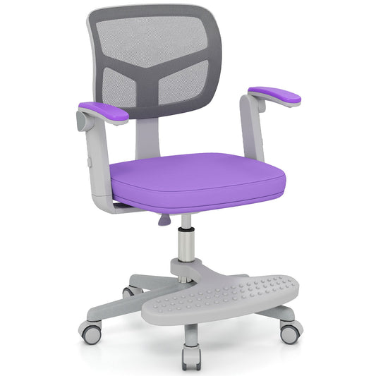 Kids Desk Chair Children Study Chair with Adjustable Height Armrest and Footrest-Purple