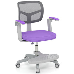 Kids Desk Chair Children Study Chair with Adjustable Height Armrest and Footrest-Purple