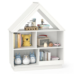 Kids Dollhouse Bookshelf with Anti-toppling Devices and 3-Tier Open Display Shelf for Toddlers-White