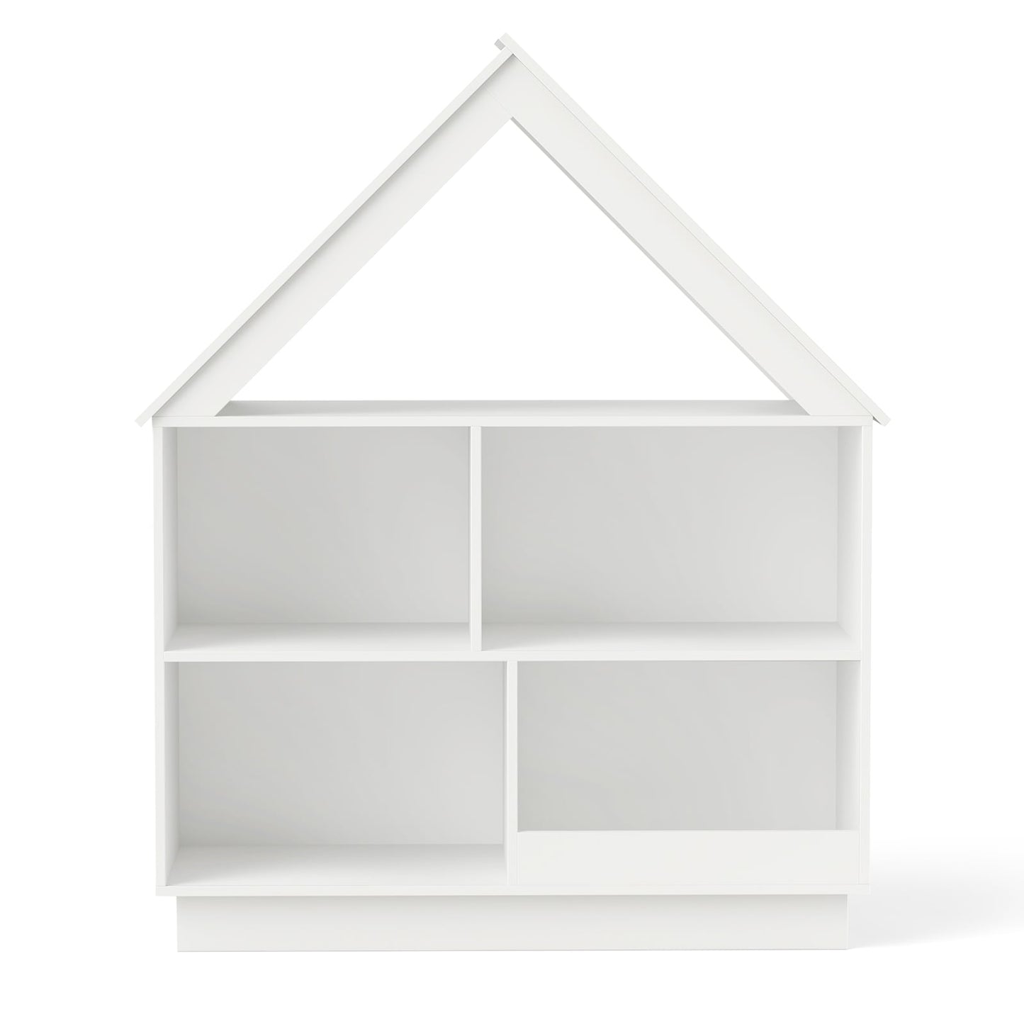 Kids Dollhouse Bookshelf with Anti-toppling Devices and 3-Tier Open Display Shelf for Toddlers-White