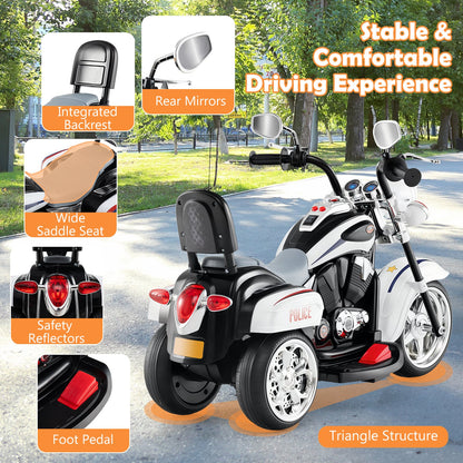Kids Electric Motorcycle Motorbike 6V Battery Horn Headlight-Black