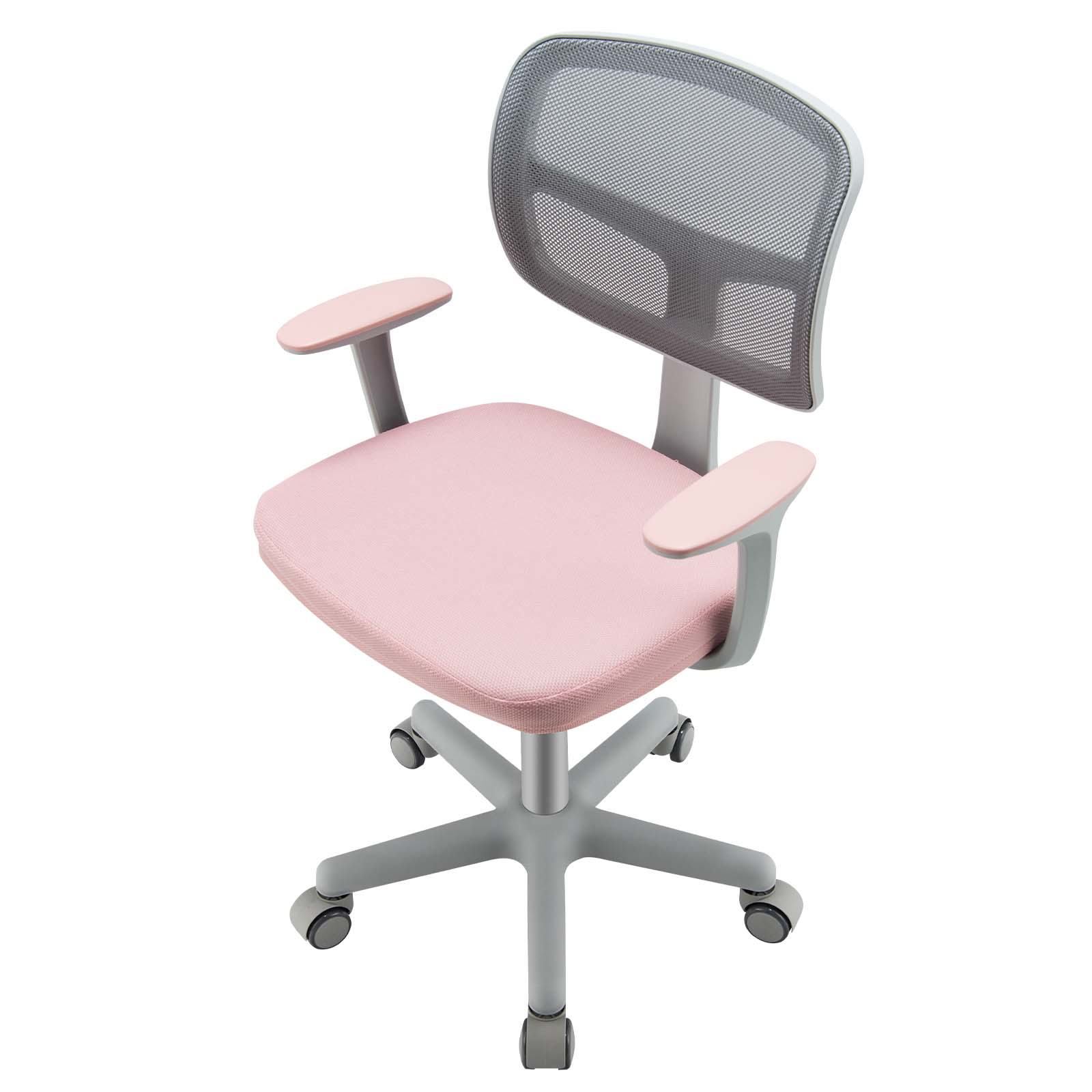 Kids Height-Adjustable Swivel Computer Desk Chair with Lumbar Support-Pink