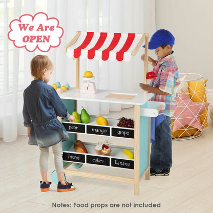 Wooden Pretend Play Kids Grocery Store with Chalkboard-Red