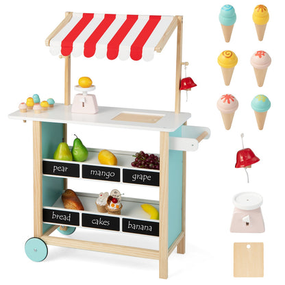 Wooden Pretend Play Kids Grocery Store with Chalkboard-Red