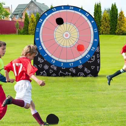 Large Dart Board for Kids Foldable and Portable Dartboard with 4 Kick Balls-Black