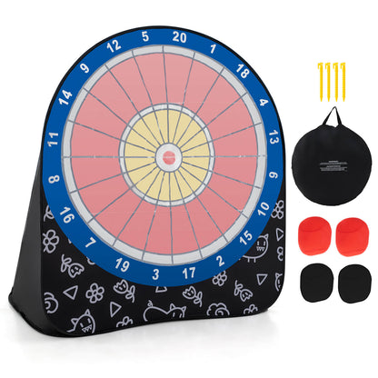 Large Dart Board for Kids Foldable and Portable Dartboard with 4 Kick Balls-Black