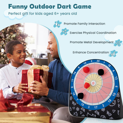 Large Dart Board for Kids Foldable and Portable Dartboard with 4 Kick Balls-Black