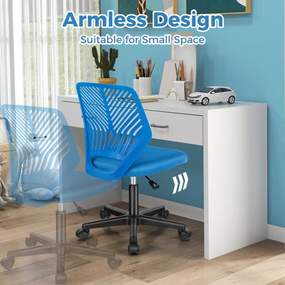Height-adjustable Kids Mesh Ergonomic Desk Chair with Universal Casters-Blue