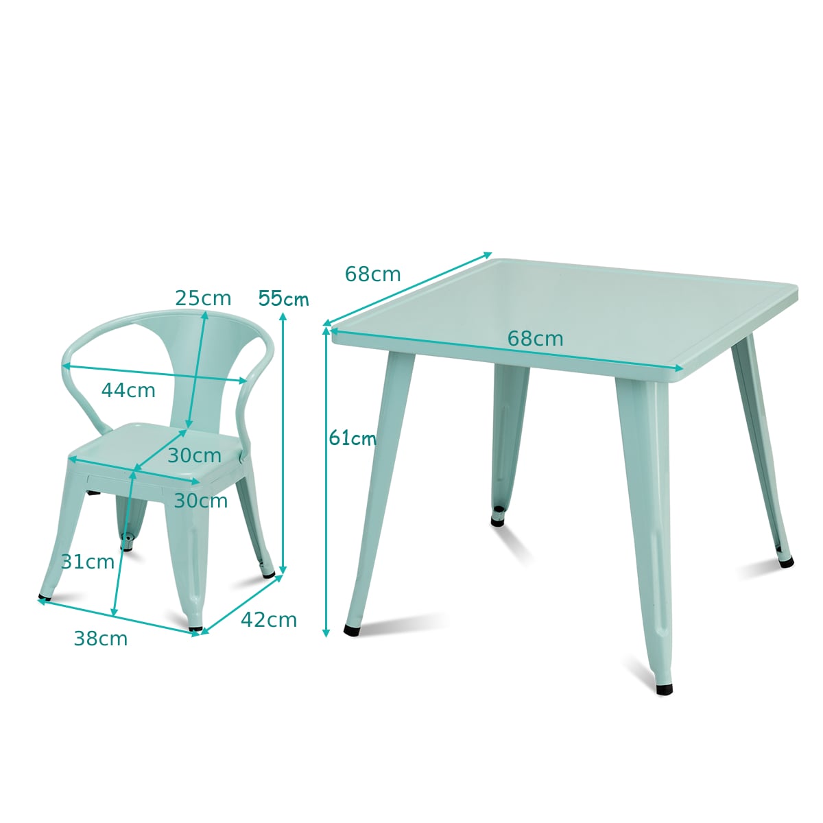 Kids Metal SquareTable With Round Corner-Blue