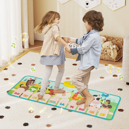 Kids Musical Animal Farm Mat with 10 Piano Keys and 10 Built-in Songs