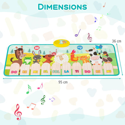Kids Musical Animal Farm Mat with 10 Piano Keys and 10 Built-in Songs
