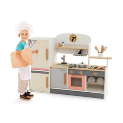 Wooden Kids Play Kitchen Set with Microwave Oven and Washing Machine