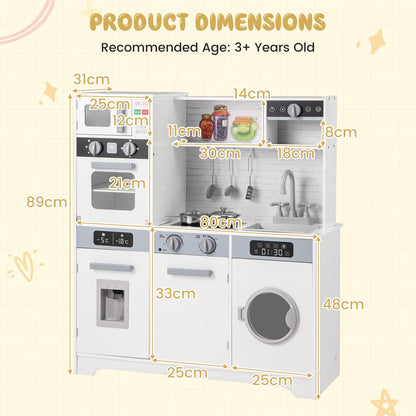 Kids Play Kitchen Toy Set with Water Dispenser and Sink-White