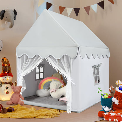 Kids Play Tent with Padded Mat Indoor Playhouse-Grey